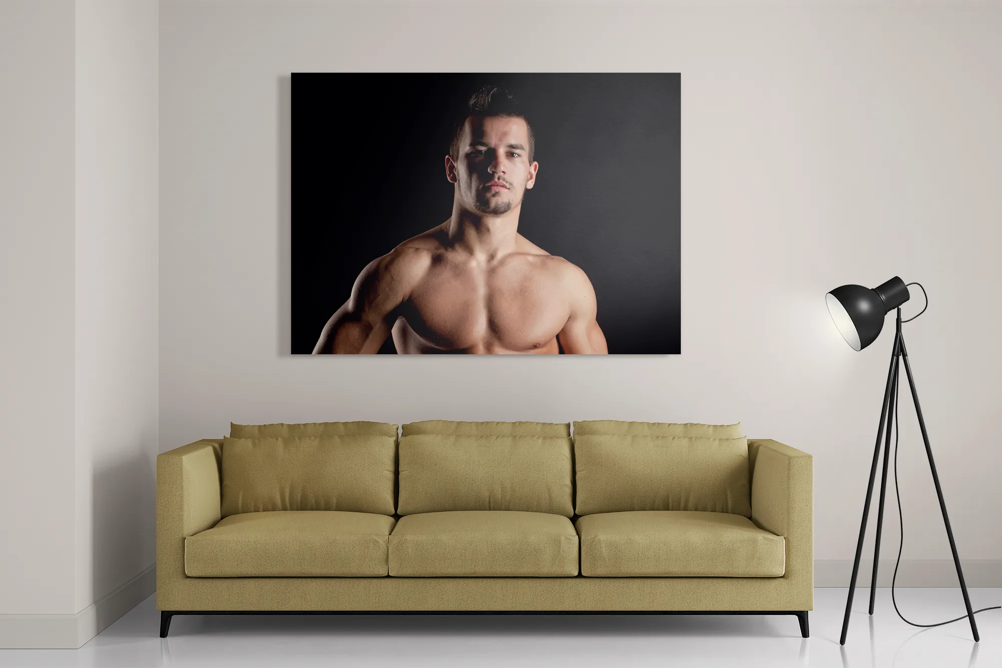 Schilderij Man Met Ontbloot Bovenlichaam Rechthoek Horizontaal Template DB 50 70 Horizontaal Mensen 29 2