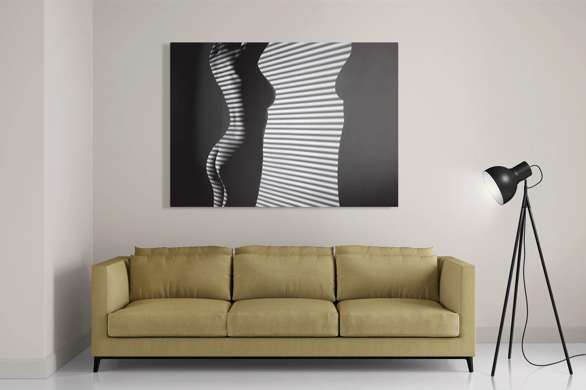 Schilderij Blote Vrouw Achter Jaloezie 01 Rechthoek Horizontaal Template DB 50 70 Horizontaal Mensen 32 2