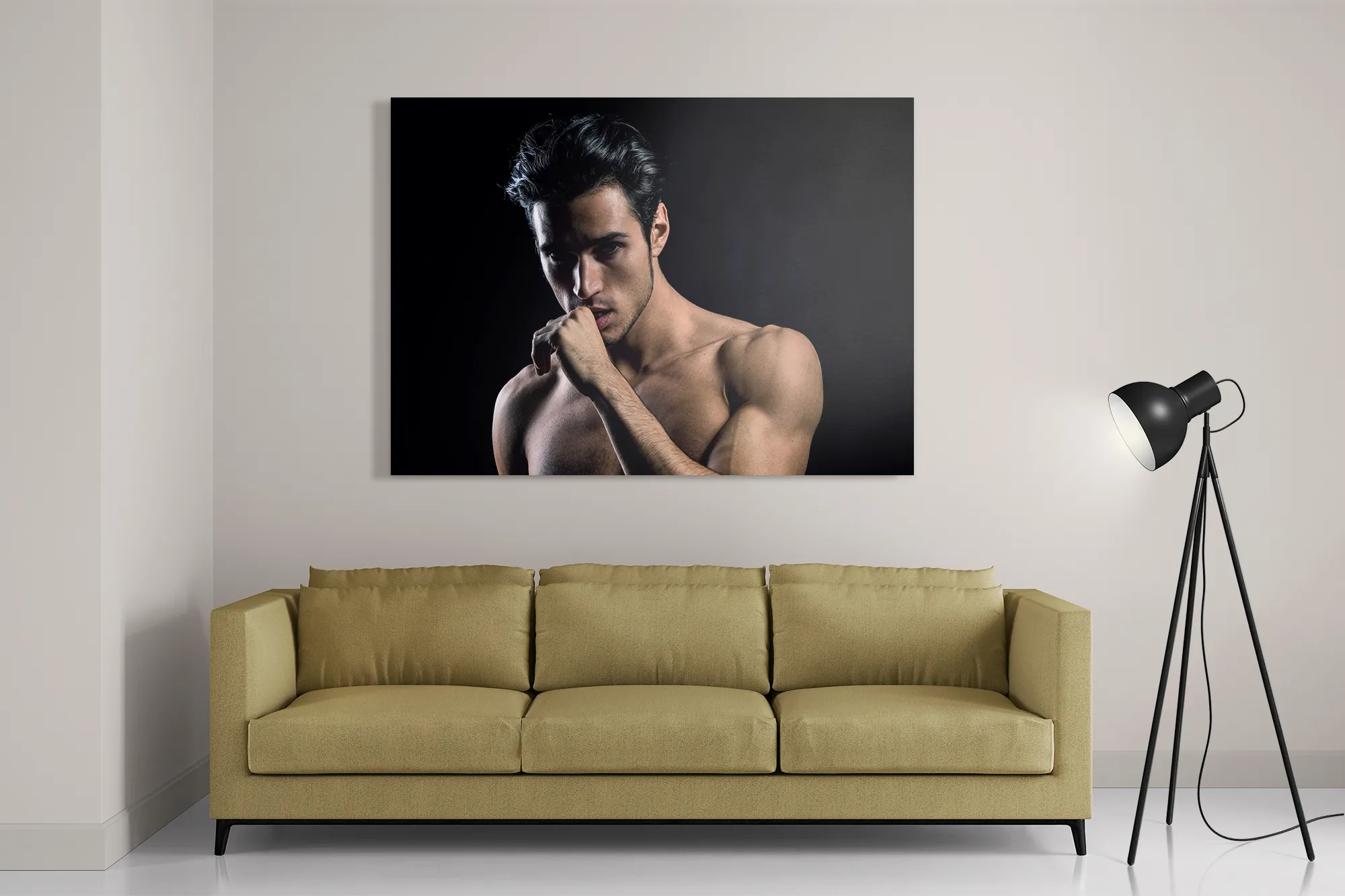 Template_DB_50-70_Horizontaal_Mensen_41-2 Schilderij Sexy Man Met Donkere Hare en Ontbloot Bovenlichaam Rechthoek Horizontaal Template DB 50 70 Horizontaal Mensen 41 2