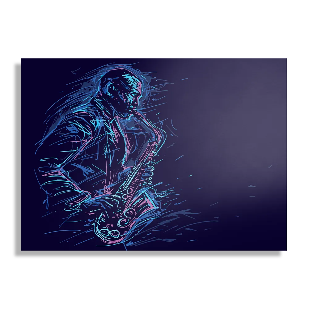 Schilderij Kleurrijke Saxofonist 02 Rechthoek Horizontaal Template DB 50 70 Horizontaal Muziek 15 1