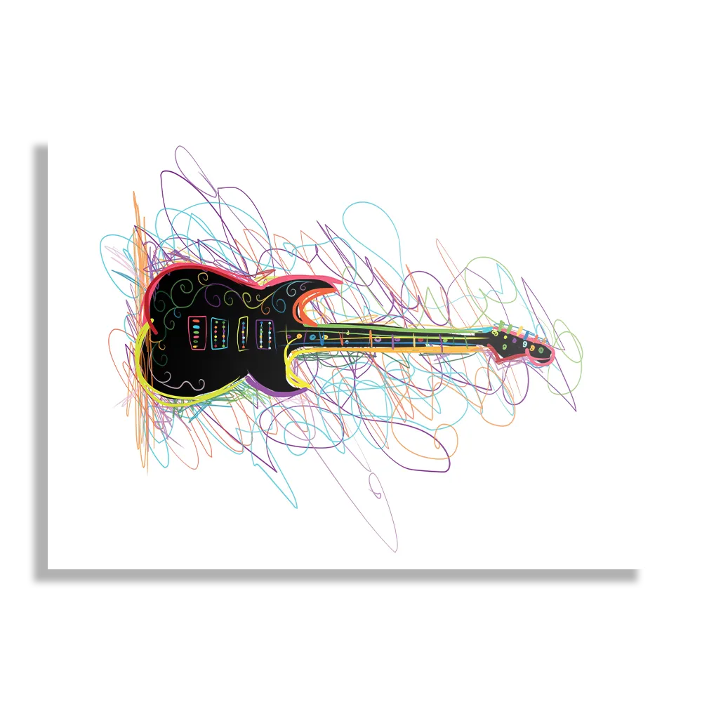 Schilderij Rock Gitaar Op Witte Achtergrond Rechthoek Horizontaal Template DB 50 70 Horizontaal Muziek 22 1
