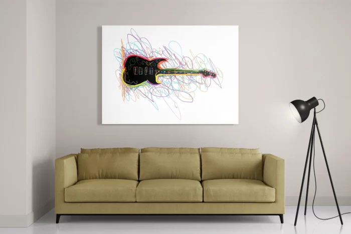 Schilderij Rock Gitaar Op Witte Achtergrond Rechthoek Horizontaal Template DB 50 70 Horizontaal Muziek 22 2