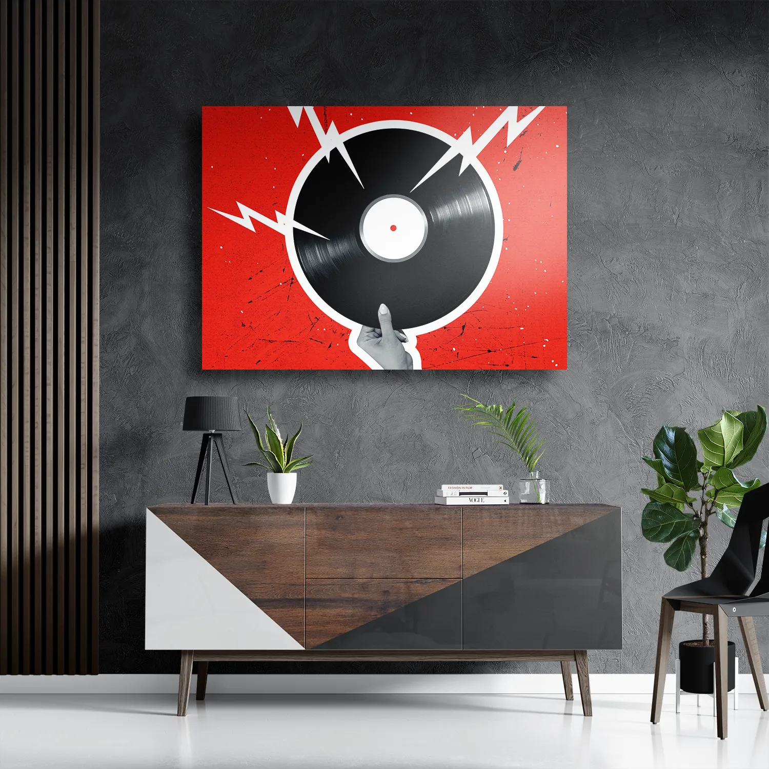 Schilderij Bliksem Plaat Rechthoek Horizontaal Template DB 50 70 Horizontaal Muziek 8 3