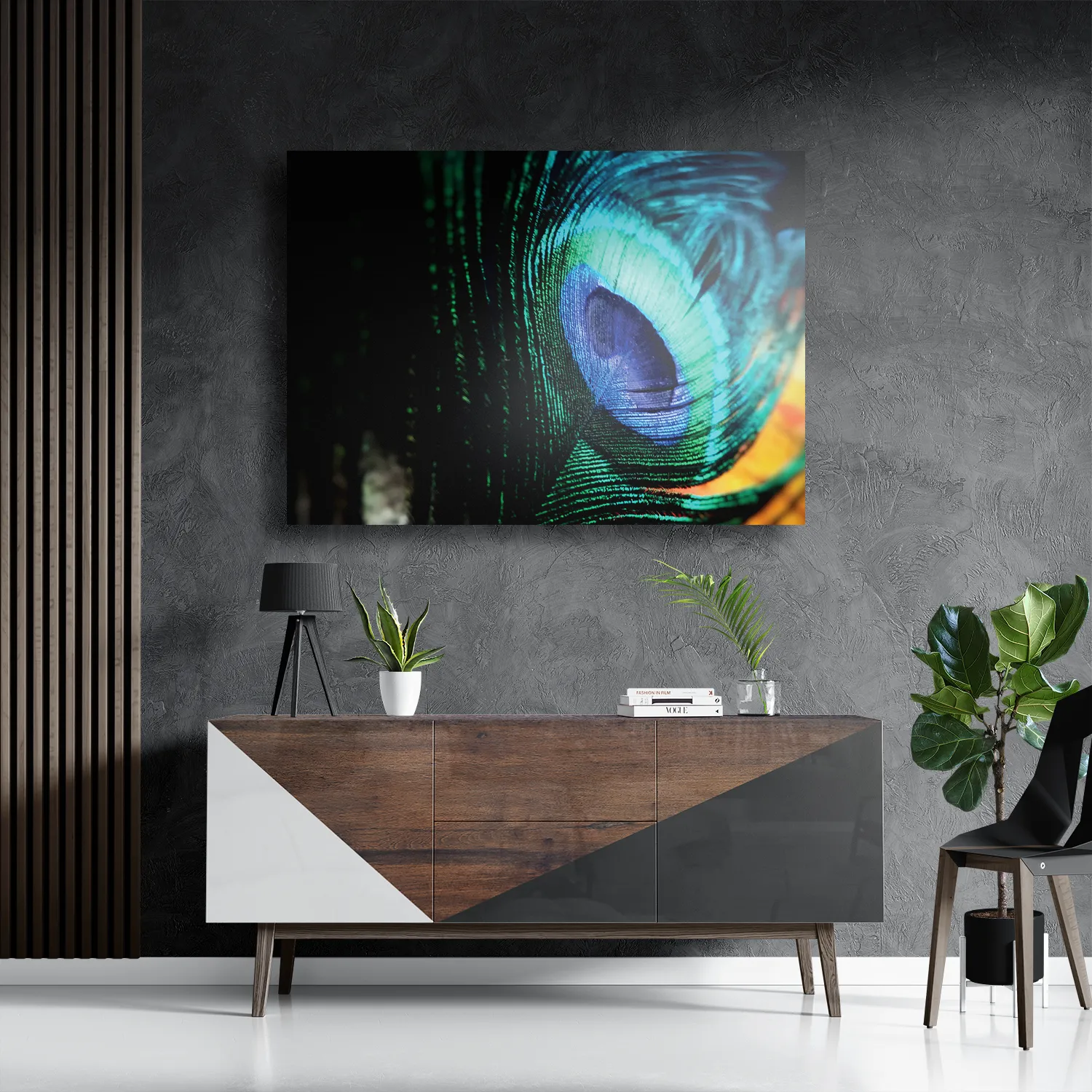 Schilderij Een veer van de Pauw Rechthoek Horizontaal Template DB 50 70 Horizontaal Natuur 11 3