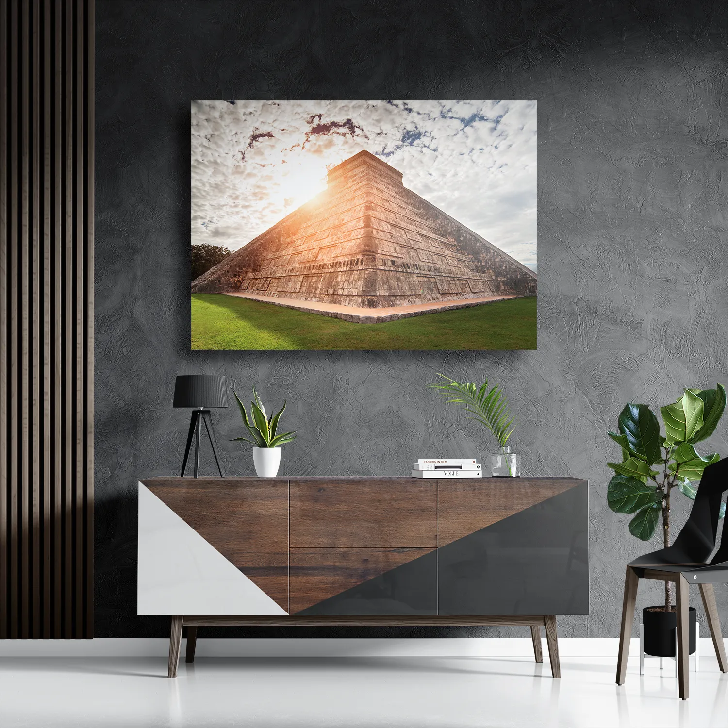 Template_DB_50-70_Horizontaal_Natuur_71-3 Schilderij Azteken pyramide Rechthoek Horizontaal Template DB 50 70 Horizontaal Natuur 71 3