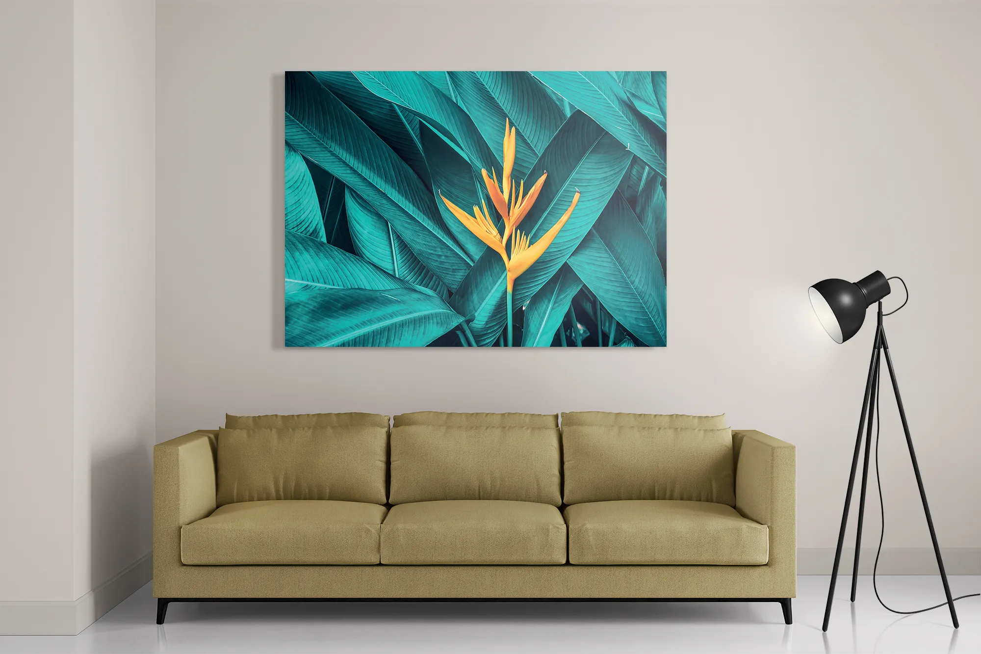 Template_DB_50-70_Horizontaal_Natuur_91-2 Schilderij Gele bloem in een blauw bladerdeken Rechthoek Horizontaal Template DB 50 70 Horizontaal Natuur 91 2
