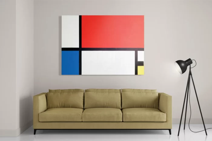 Schilderij Mondriaan de rode rechthoek Rechthoek Horizontaal Template DB 50 70 Horizontaal Om 1 2