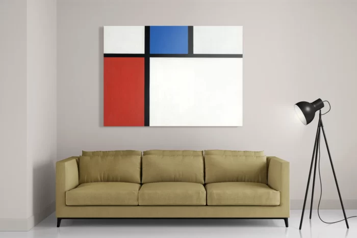 Schilderij Mondriaan de Blauwe vlakte Rechthoek Horizontaal Template DB 50 70 Horizontaal Om 3 2