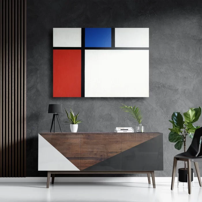 Schilderij Mondriaan de Blauwe vlakte Rechthoek Horizontaal Template DB 50 70 Horizontaal Om 3 3