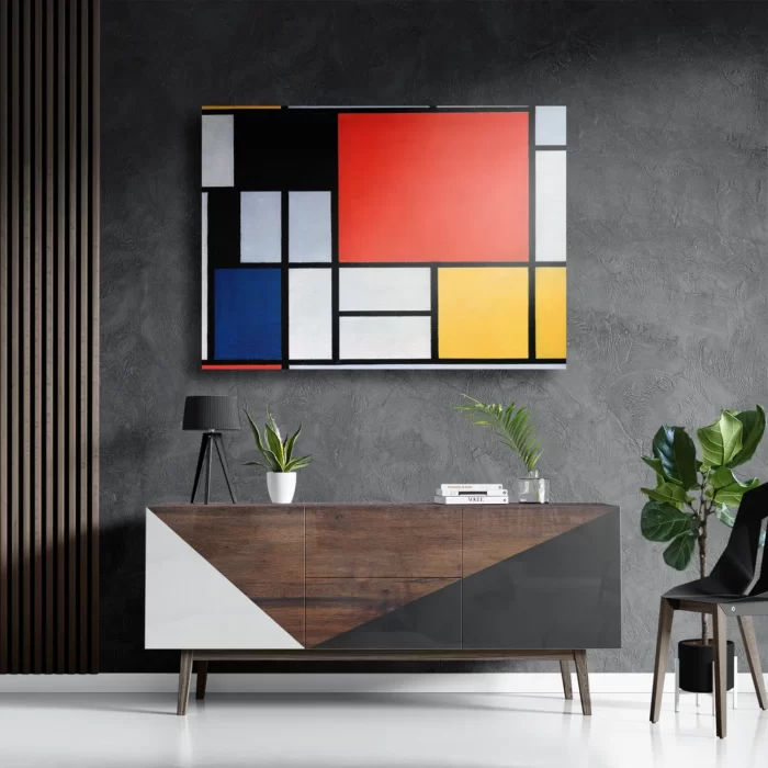 Schilderij Mondriaan Gele Hokjes Rechthoek Horizontaal Template DB 50 70 Horizontaal Om 4 3