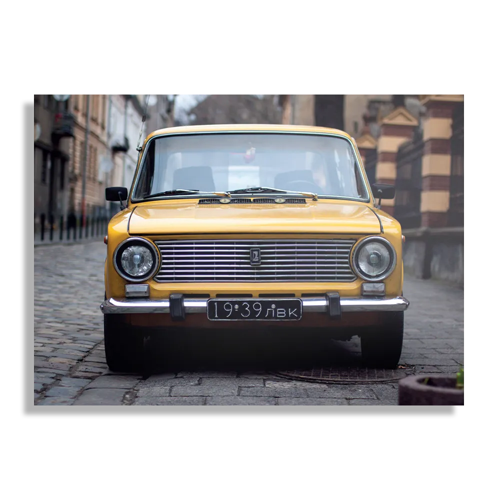 Schilderij Old School Gele Taxi 01 Rechthoek Horizontaal Template DB 50 70 Horizontaal Retro 7 1
