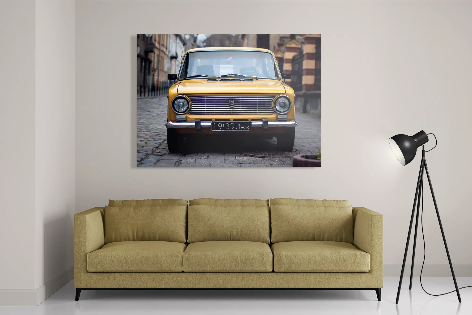 Schilderij Old School Gele Taxi 01 Rechthoek Horizontaal Template DB 50 70 Horizontaal Retro 7 2