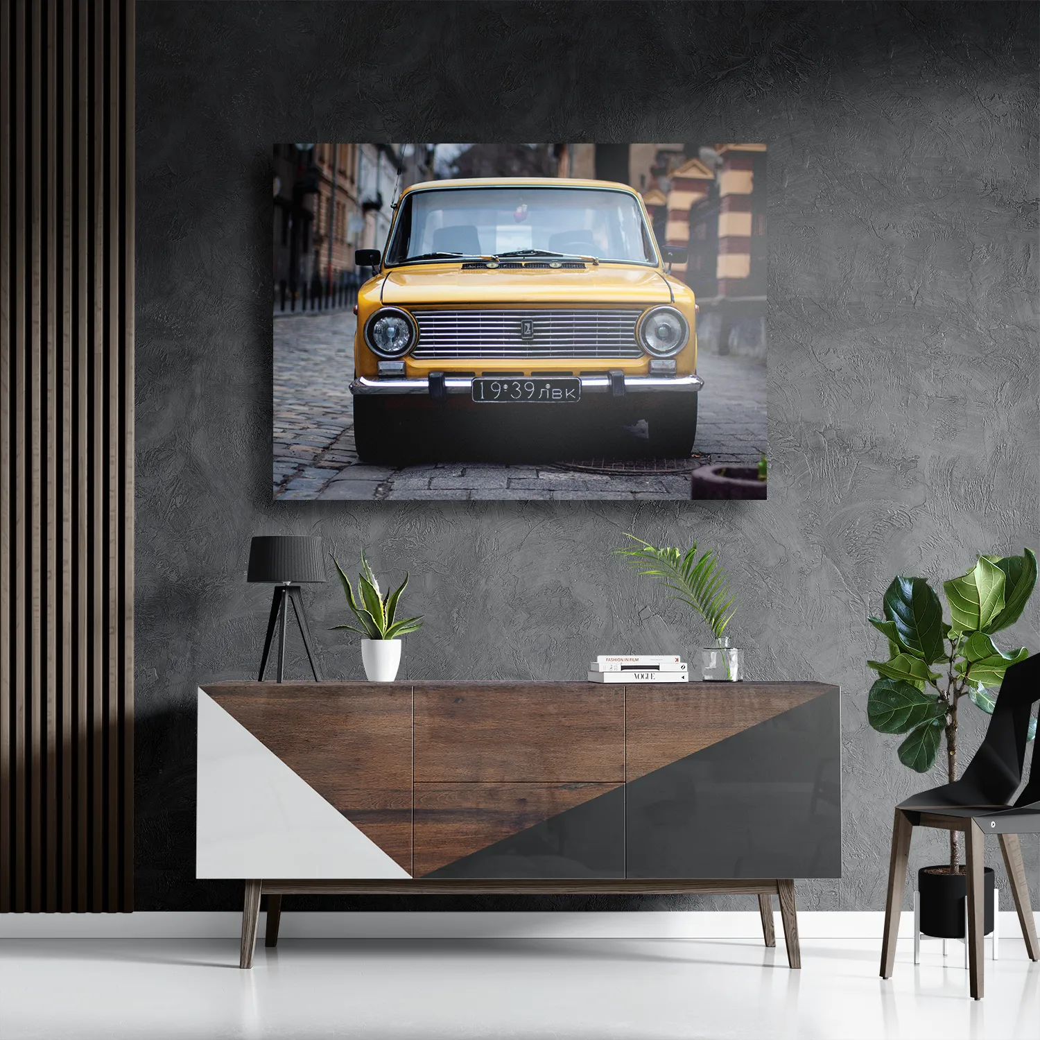 Schilderij Old School Gele Taxi 01 Rechthoek Horizontaal Template DB 50 70 Horizontaal Retro 7 3