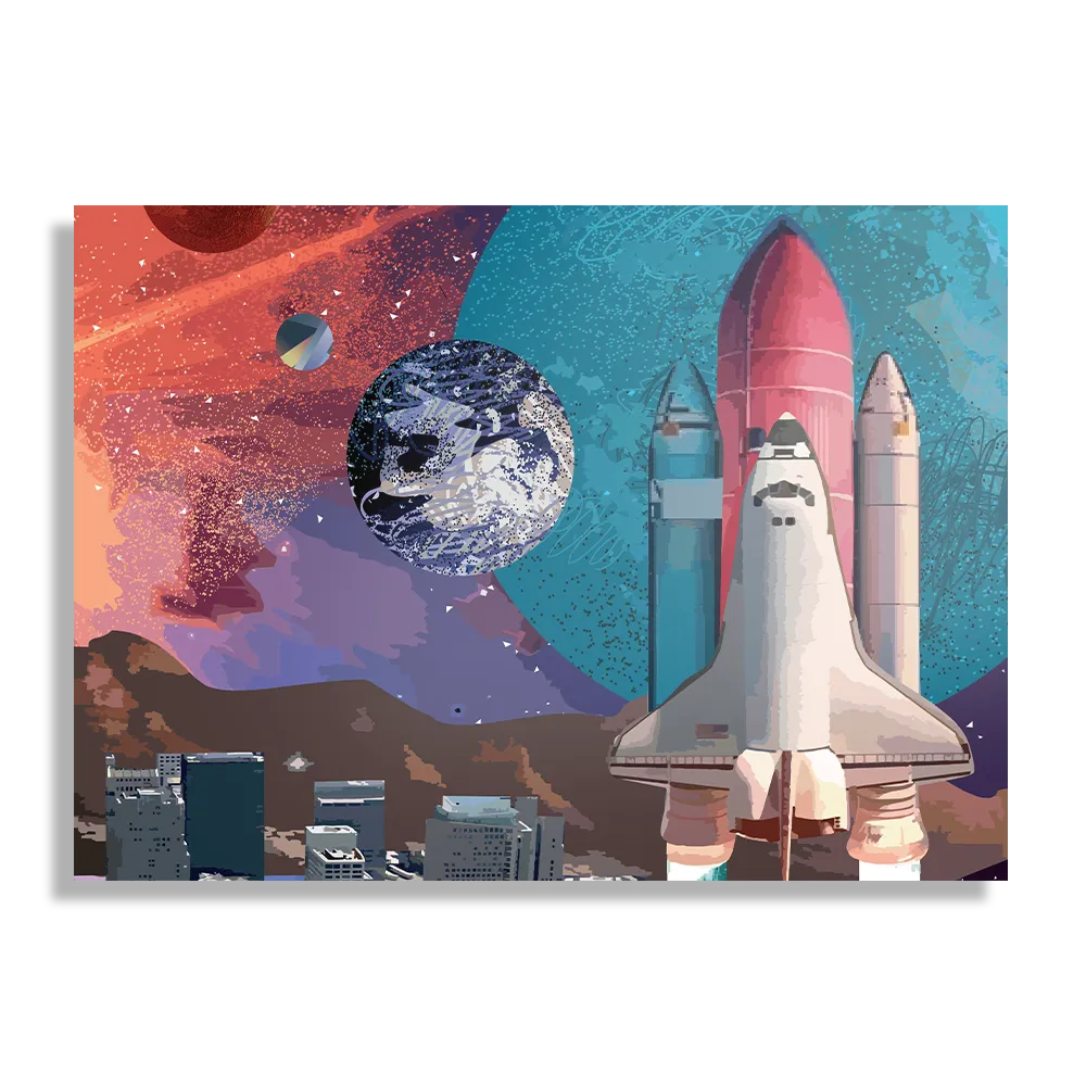 Schilderij The Space Race Rechthoek Horizontaal Template DB 50 70 Horizontaal Ruimtevaart 10 1