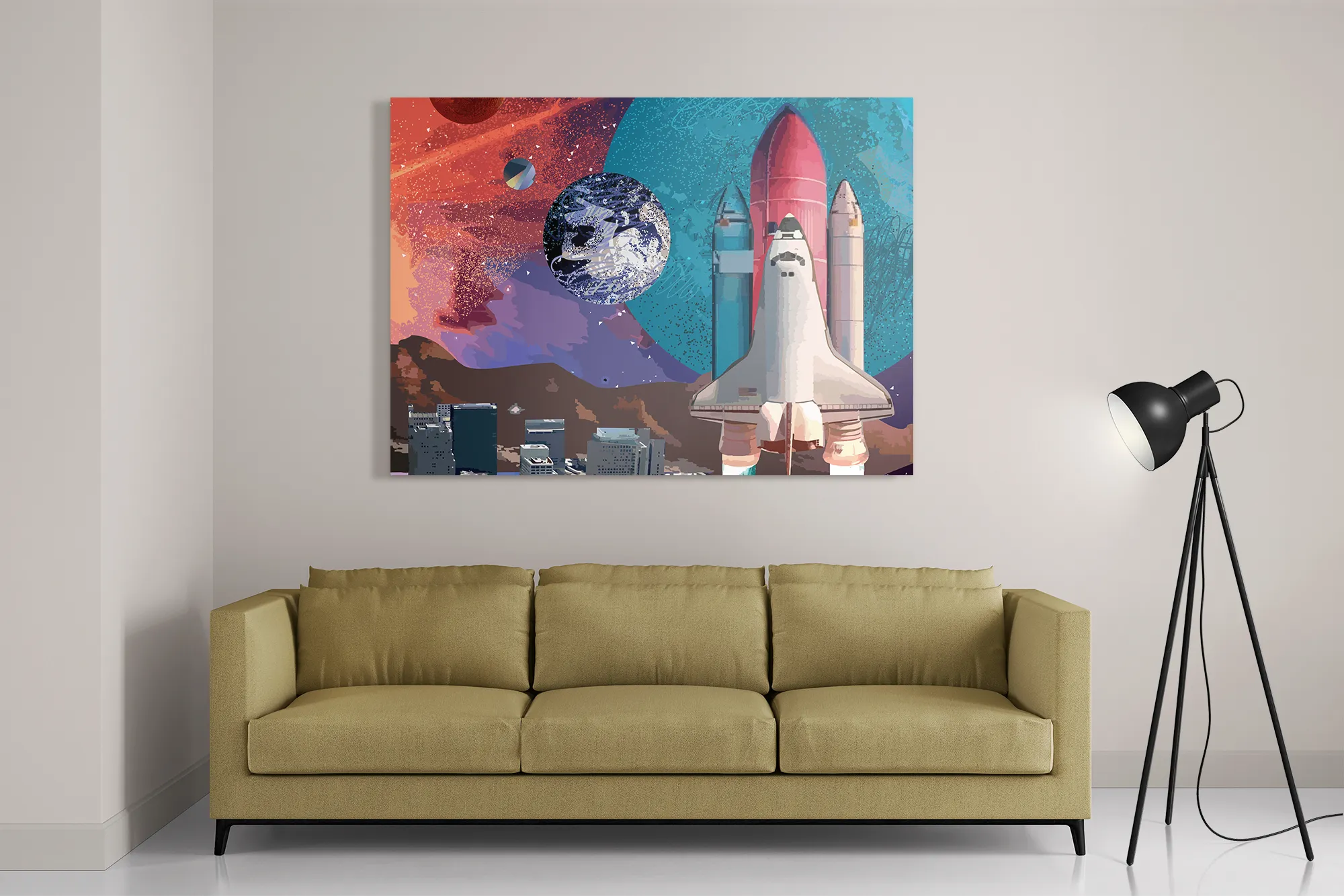 Schilderij The Space Race Rechthoek Horizontaal Template DB 50 70 Horizontaal Ruimtevaart 10 2