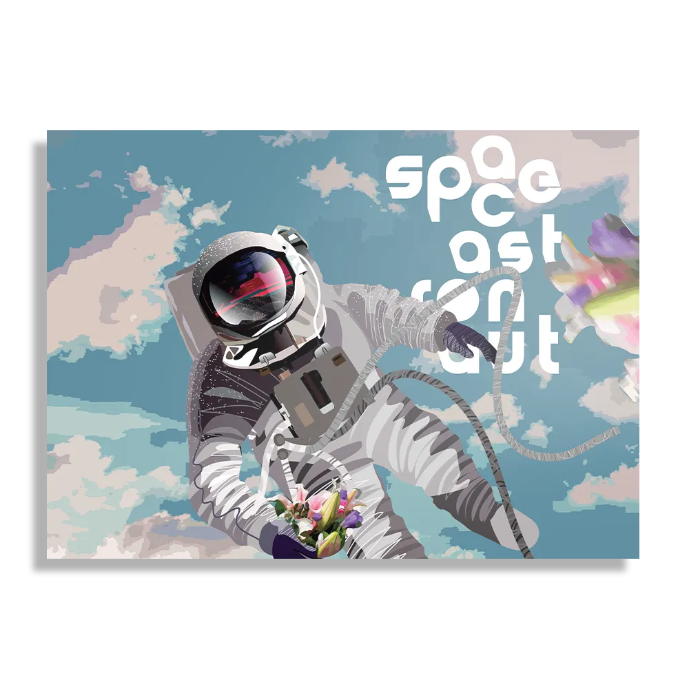 Schilderij Astronaut in de ruimte Rechthoek Horizontaal Template DB 50 70 Horizontaal Ruimtevaart 11 1