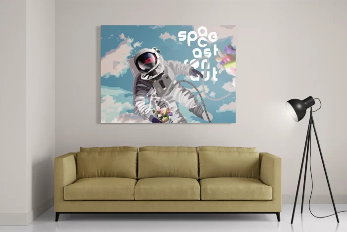 Schilderij Astronaut in de ruimte Rechthoek Horizontaal Template DB 50 70 Horizontaal Ruimtevaart 11 2