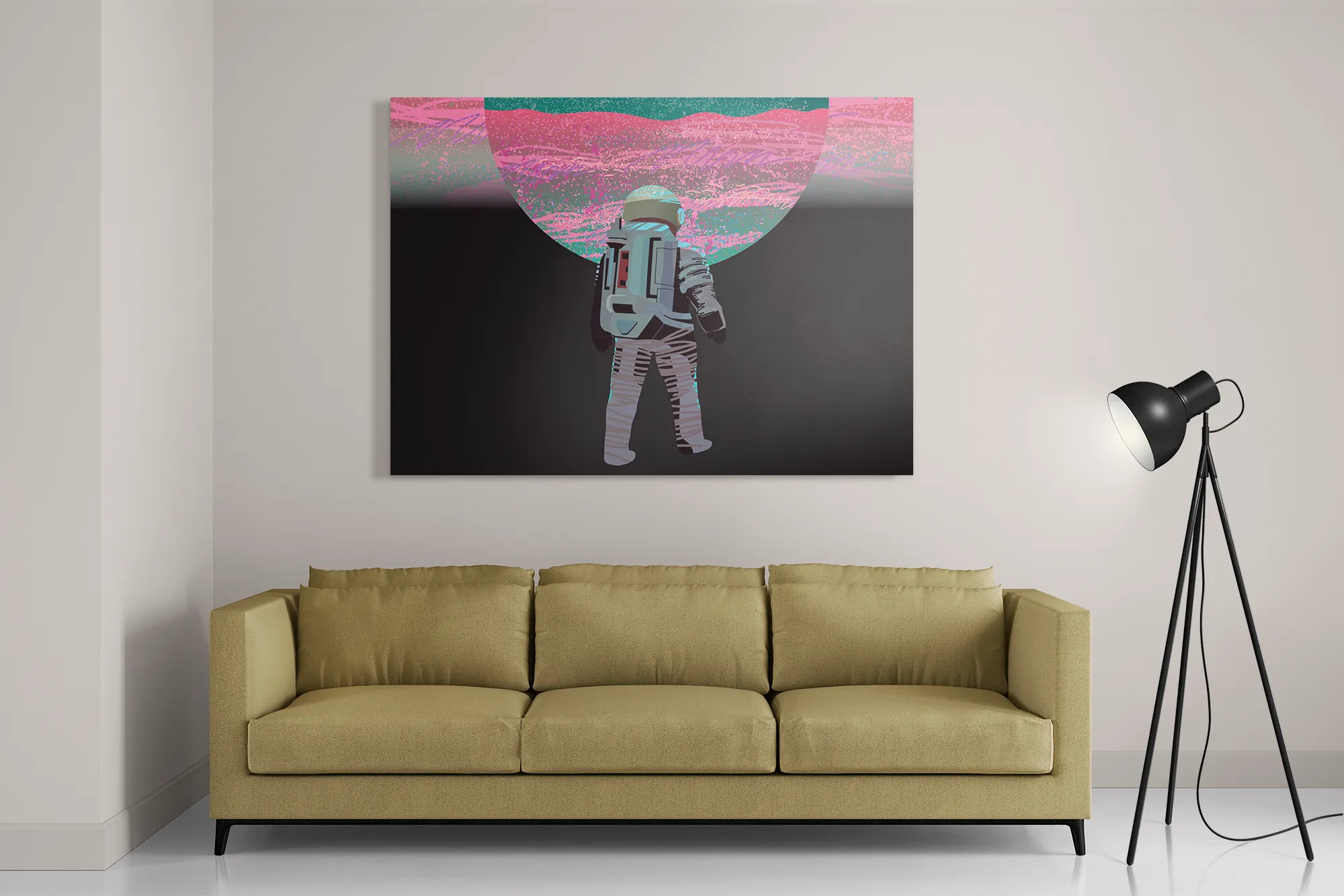 Schilderij Retro austronaut Rechthoek Horizontaal Template DB 50 70 Horizontaal Ruimtevaart 17 2