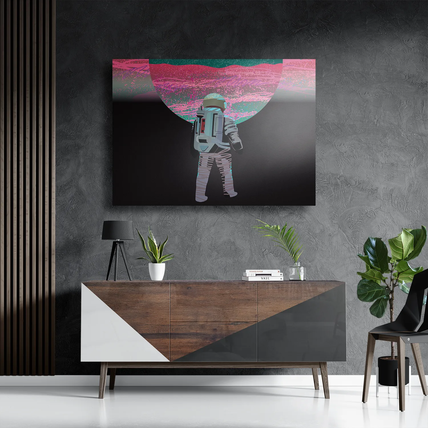Schilderij Retro austronaut Rechthoek Horizontaal Template DB 50 70 Horizontaal Ruimtevaart 17 3