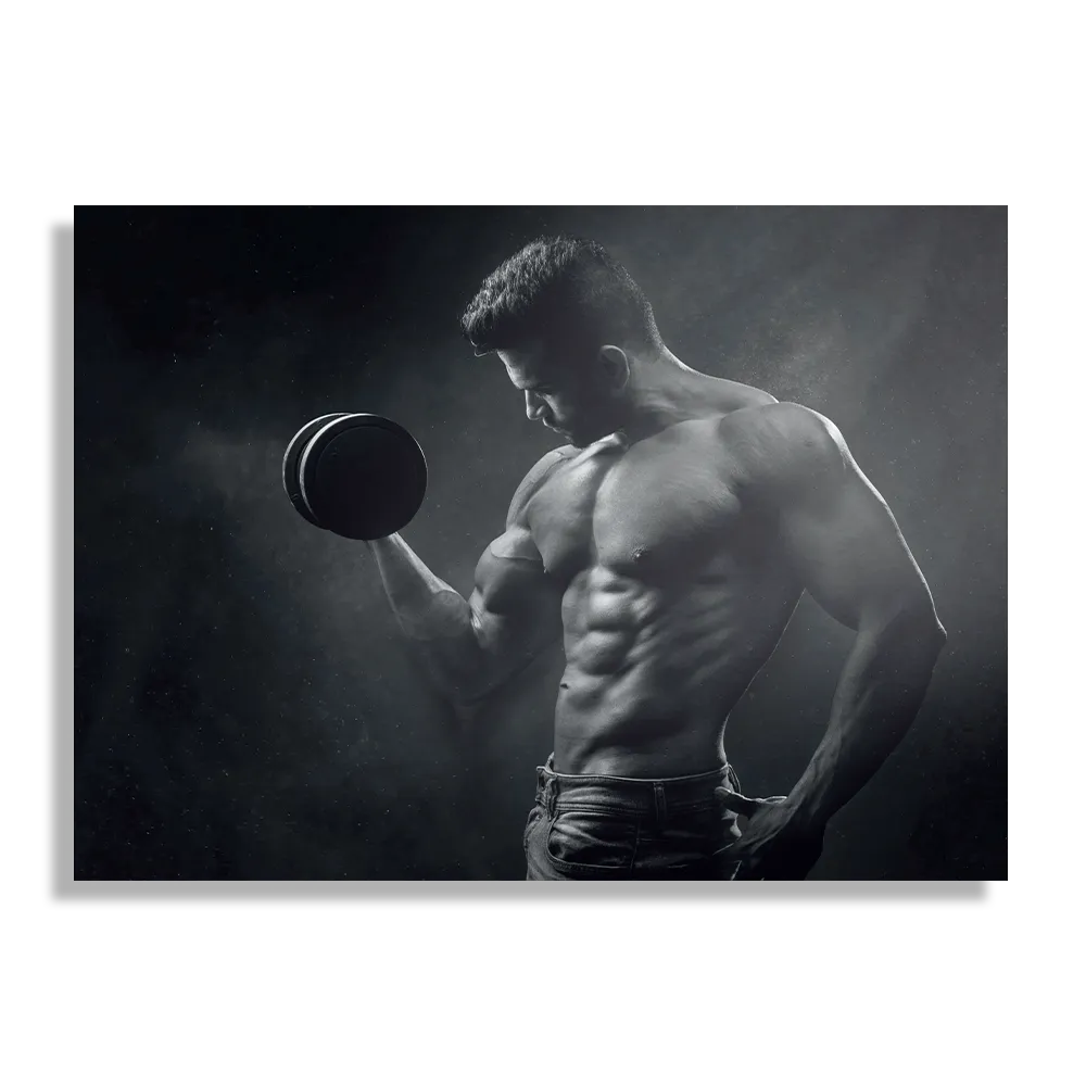 Schilderij Sexy Man Heft Gewicht Met Halter Rechthoek Horizontaal Template DB 50 70 Horizontaal Sport 2 1