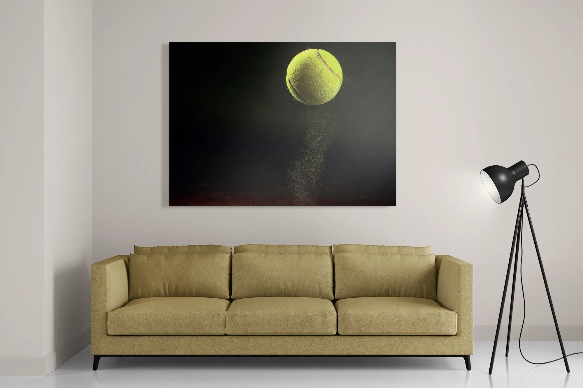 Schilderij Tennisbal Op Grevel Rechthoek Horizontaal Template DB 50 70 Horizontaal Sport 9 2