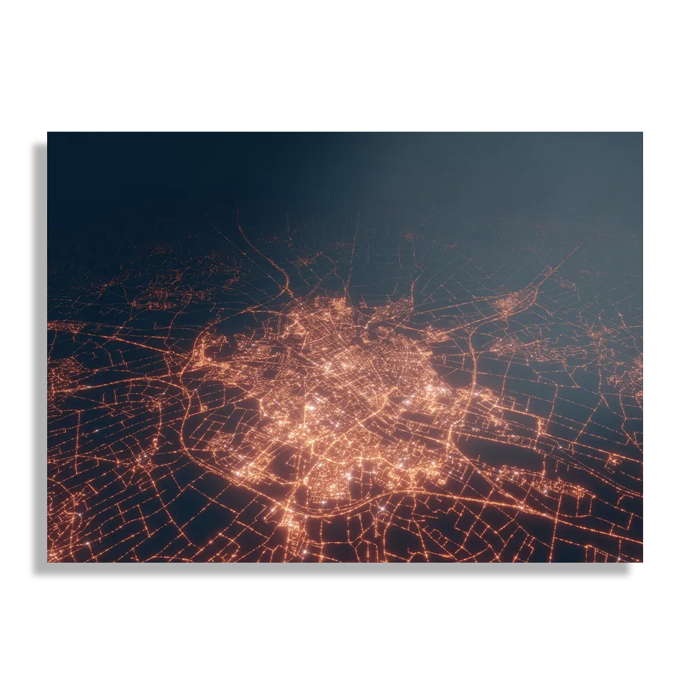 Schilderij Luchtfoto Nacht 01 Rechthoek Horizontaal Template DB 50 70 Horizontaal Steden 106 1