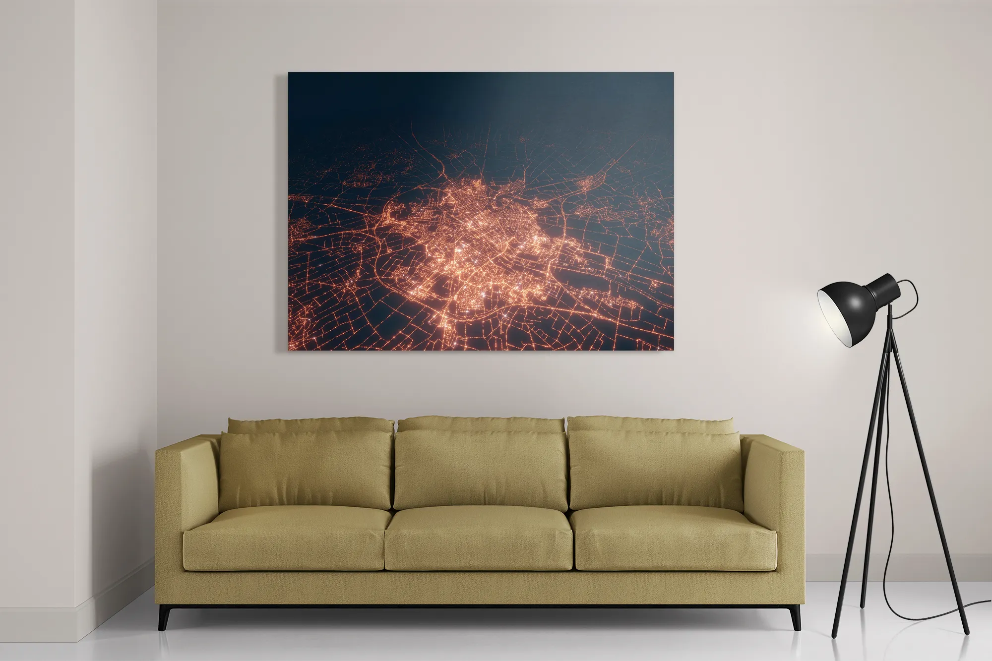 Schilderij Luchtfoto Nacht 01 Rechthoek Horizontaal Template DB 50 70 Horizontaal Steden 106 2