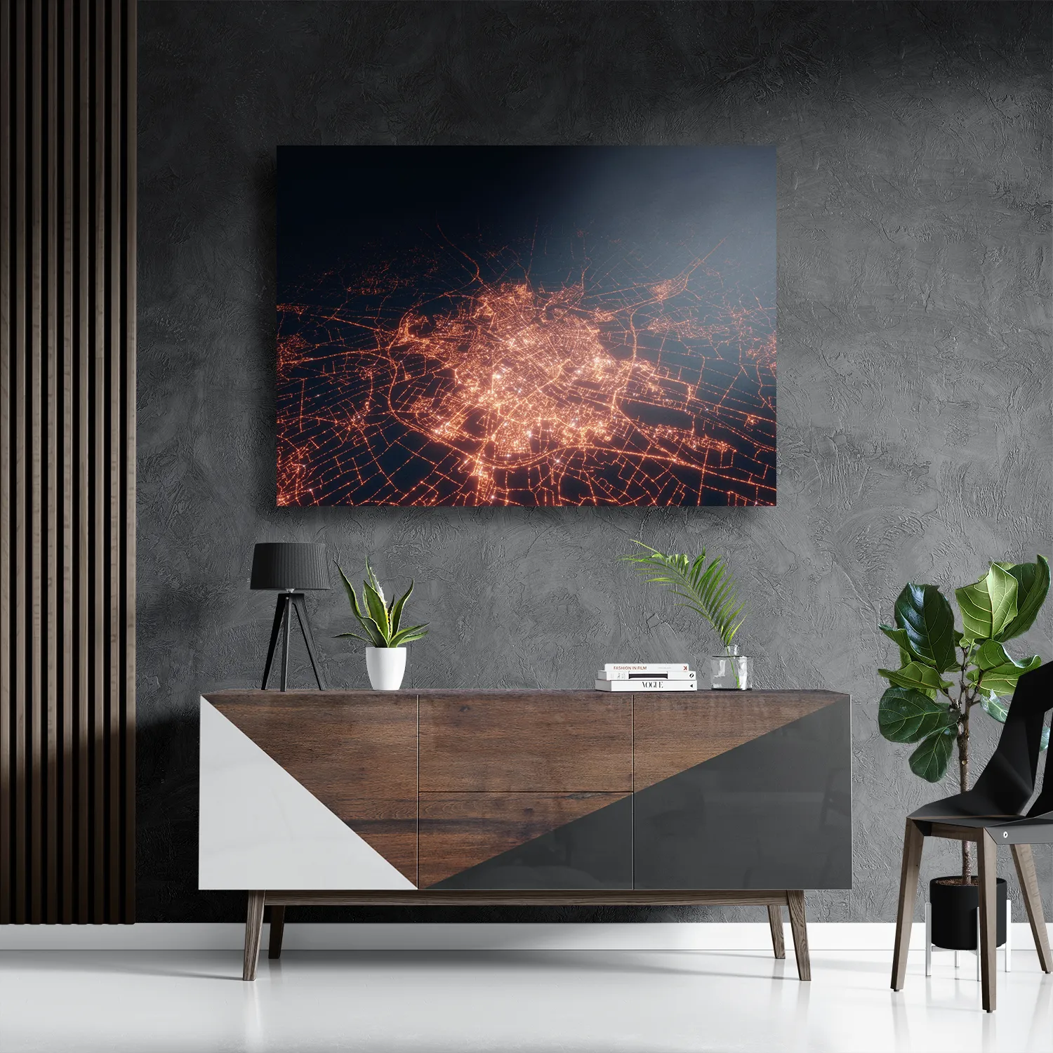 Schilderij Luchtfoto Nacht 01 Rechthoek Horizontaal Template DB 50 70 Horizontaal Steden 106 3