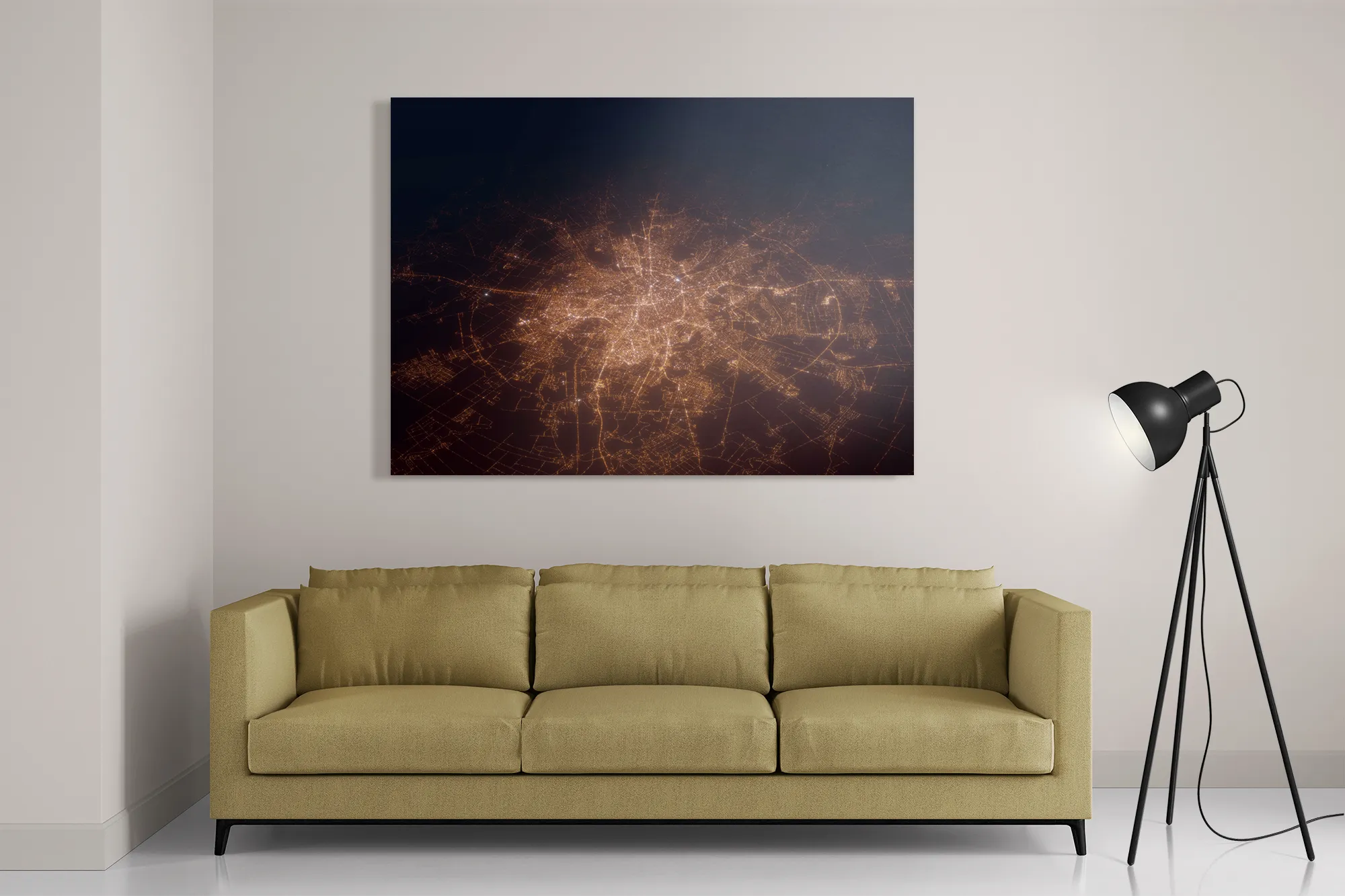 Schilderij Luchtfoto Nacht 03 Rechthoek Horizontaal Template DB 50 70 Horizontaal Steden 108 2