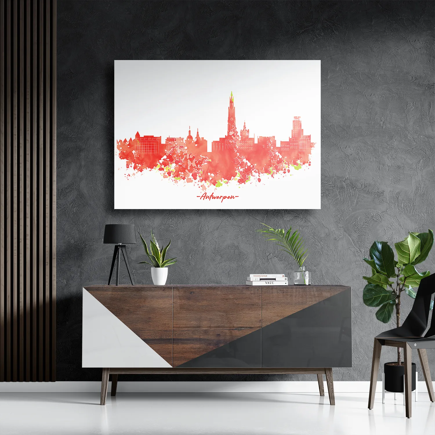 Template_DB_50-70_Horizontaal_Steden_2-3 Schilderij Skyline Antwerpen Watercolor Paint Rechthoek Horizontaal Template DB 50 70 Horizontaal Steden 2 3