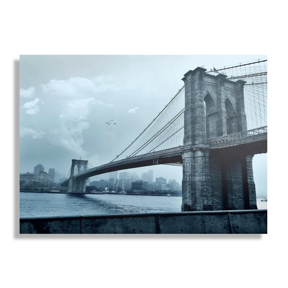 Schilderij Brooklyn Bridge New York Zwart Wit Rechthoek Horizontaal Template DB 50 70 Horizontaal Steden 28 1