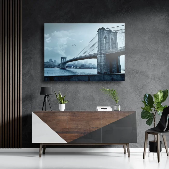 Schilderij Brooklyn Bridge New York Zwart Wit Rechthoek Horizontaal Template DB 50 70 Horizontaal Steden 28 3