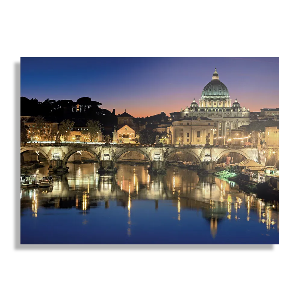 Schilderij Rivier Tiber Rome at Night Rechthoek Horizontaal Template DB 50 70 Horizontaal Steden 29 1