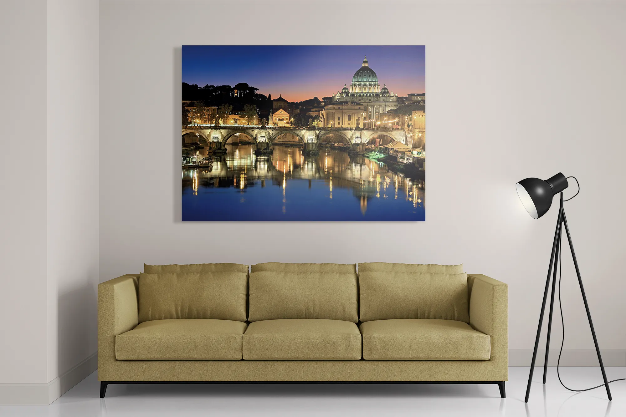 Schilderij Rivier Tiber Rome at Night Rechthoek Horizontaal Template DB 50 70 Horizontaal Steden 29 2