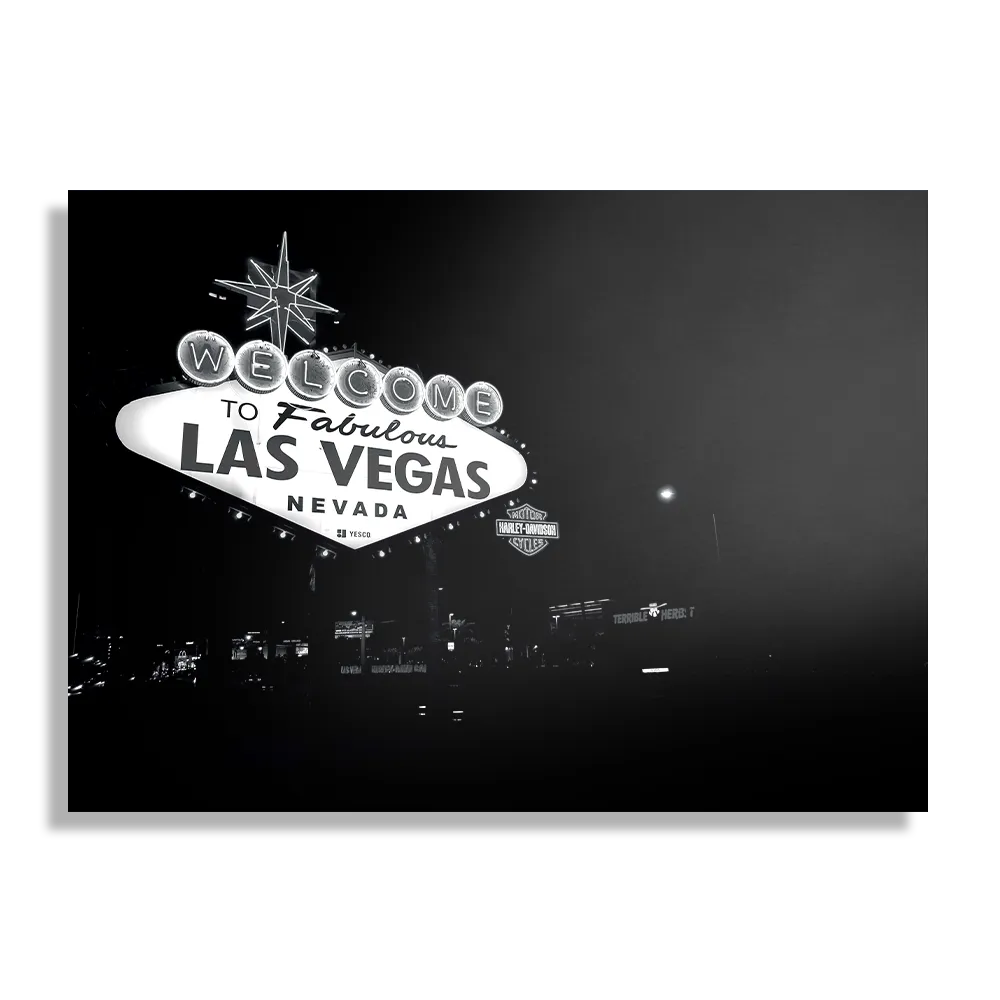 Schilderij Welcome to Fabulous Las Vegas Zwart Wit Rechthoek Horizontaal Template DB 50 70 Horizontaal Steden 30 1