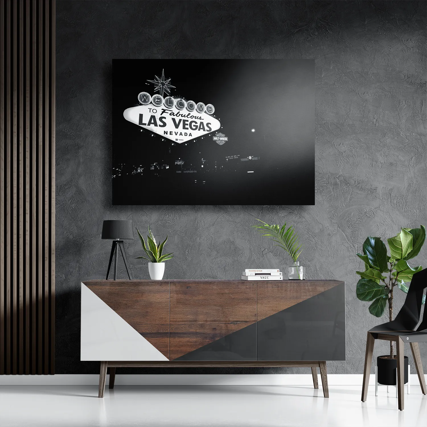 Schilderij Welcome to Fabulous Las Vegas Zwart Wit Rechthoek Horizontaal Template DB 50 70 Horizontaal Steden 30 3