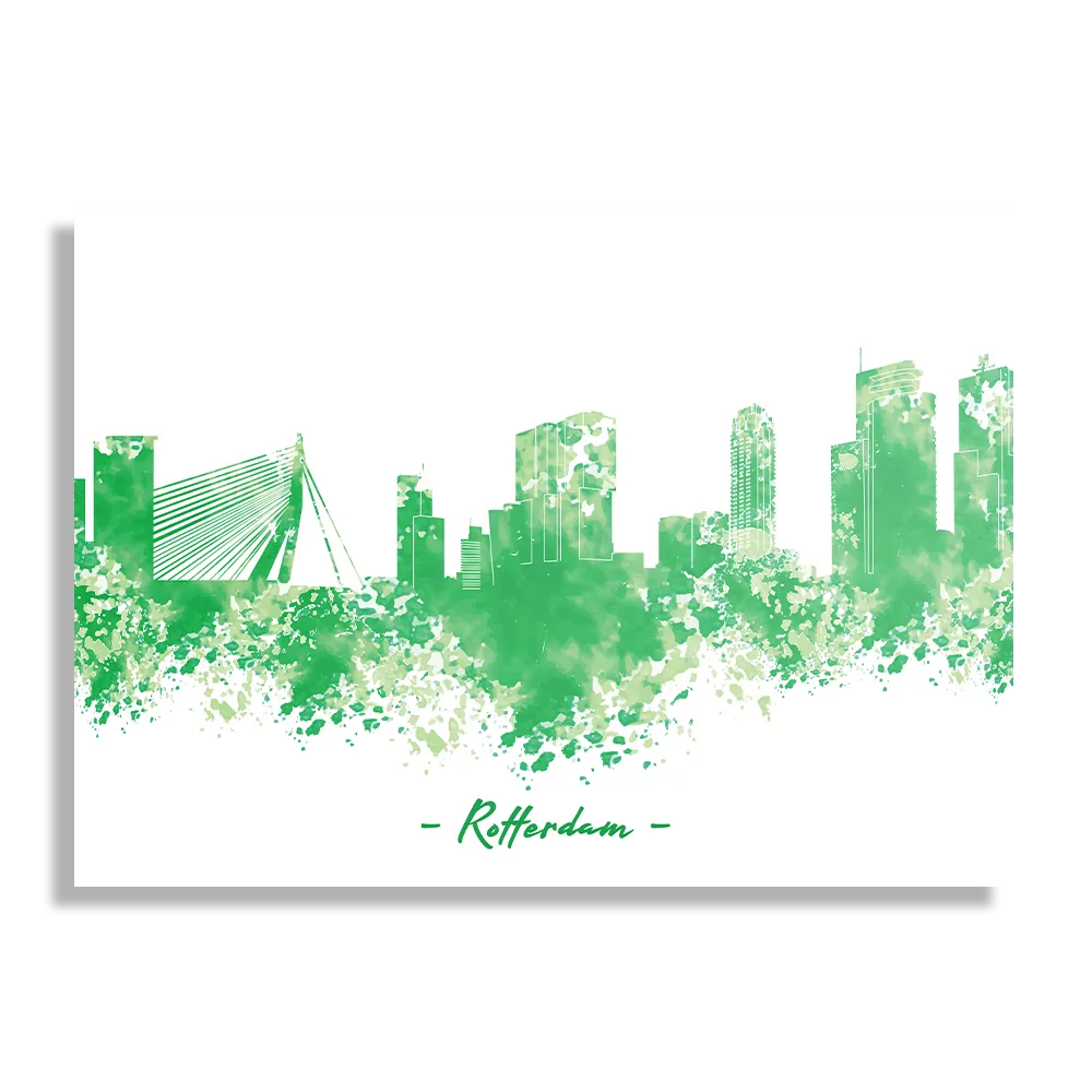 Schilderij Skyline Rotterdam Watercolor Paint Rechthoek Horizontaal Template DB 50 70 Horizontaal Steden 53 1