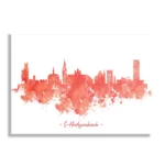 Schilderij Skyline 's-Hertogenbosch Watercolor Paint Rechthoek Horizontaal Template DB 50 70 Horizontaal Steden 54 1