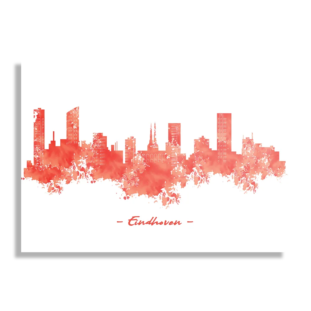 Schilderij Skyline Eindhoven Watercolor Paint Rechthoek Horizontaal Template DB 50 70 Horizontaal Steden 6 1