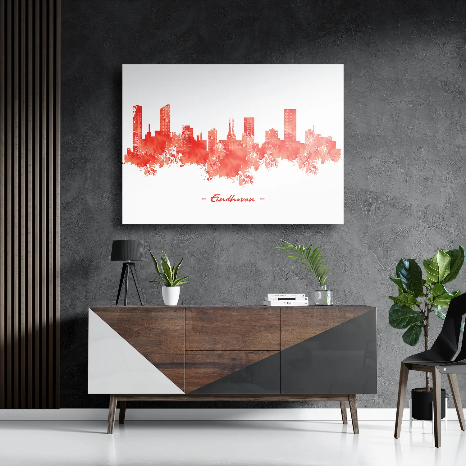 Schilderij Skyline Eindhoven Watercolor Paint Rechthoek Horizontaal Template DB 50 70 Horizontaal Steden 6 3