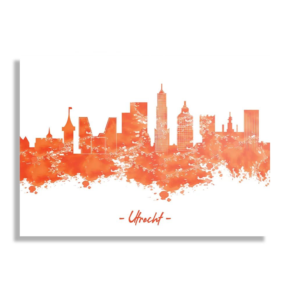 Schilderij Skyline Utrecht Watercolor Paint Rechthoek Horizontaal Template DB 50 70 Horizontaal Steden 98 1