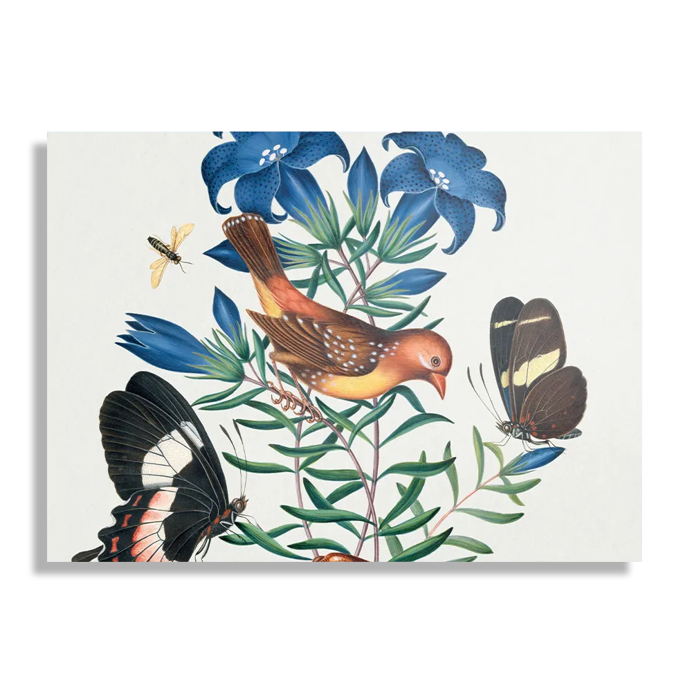 Schilderij Prent Natuur Vogel en Bloemen 02 Rechthoek Horizontaal Template DB 50 70 Horizontaal Vintage 2 1