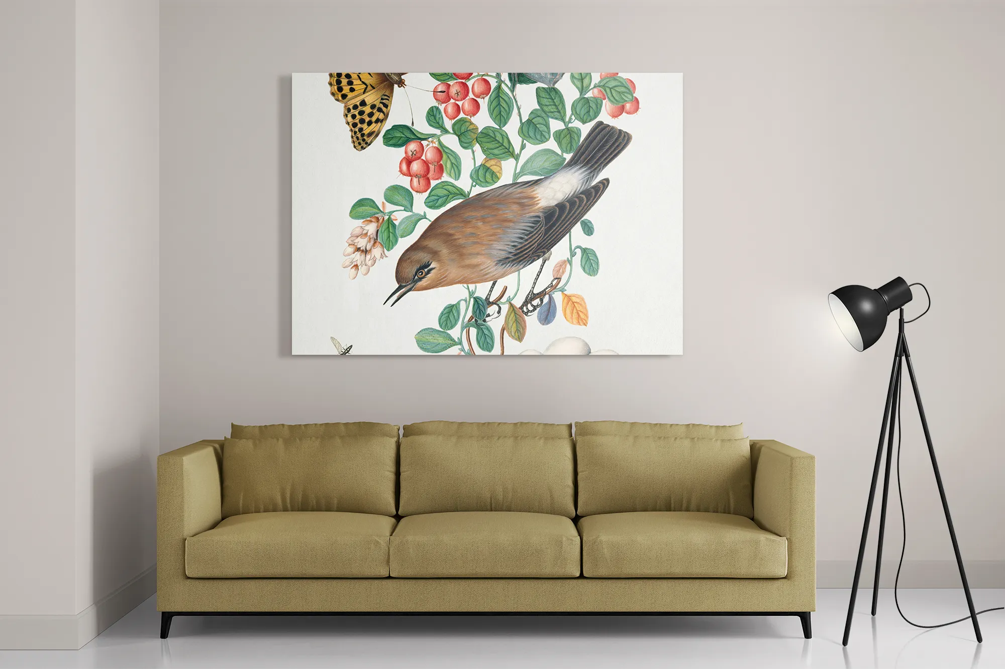 Schilderij Prent Natuur Vogel en Bloemen 05 Rechthoek Horizontaal Template DB 50 70 Horizontaal Vintage 5 2