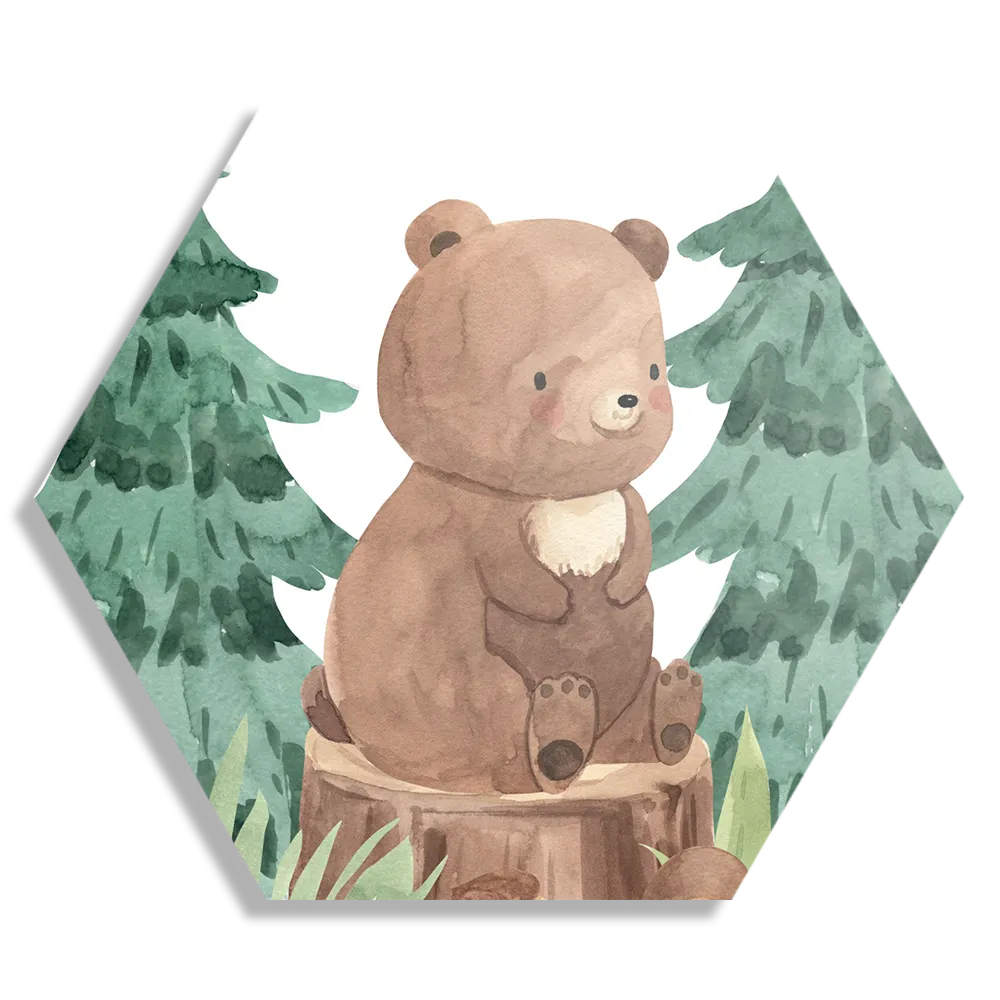 Schilderij Beer in het Bos Hexagon Template Hexagon1 Kinderen 1 1