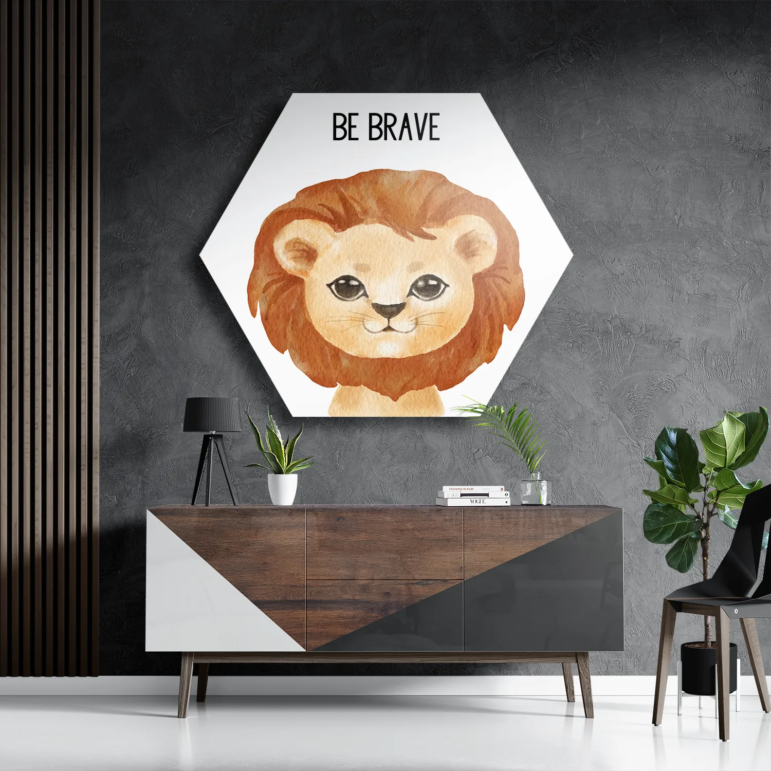 Template_Hexagon1_Kinderen_10-3 Schilderij Be Brave Leeuw Hexagon Template Hexagon1 Kinderen 10 3