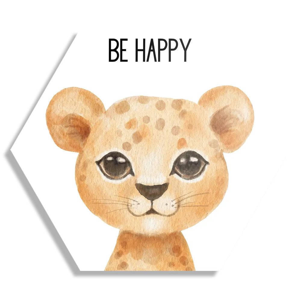 Schilderij Be Happy Leeuwin Hexagon Template Hexagon1 Kinderen 11 1