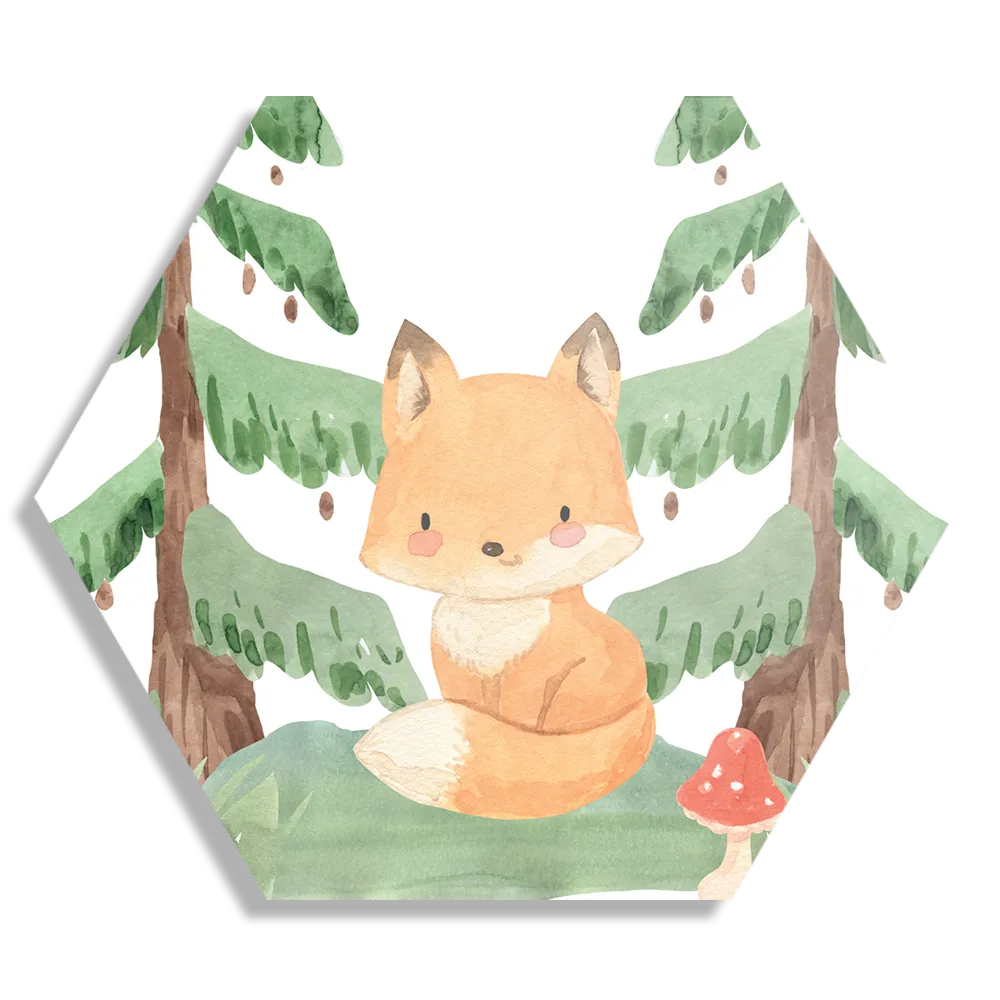 Schilderij Vos in het bos Hexagon Template Hexagon1 Kinderen 3 1