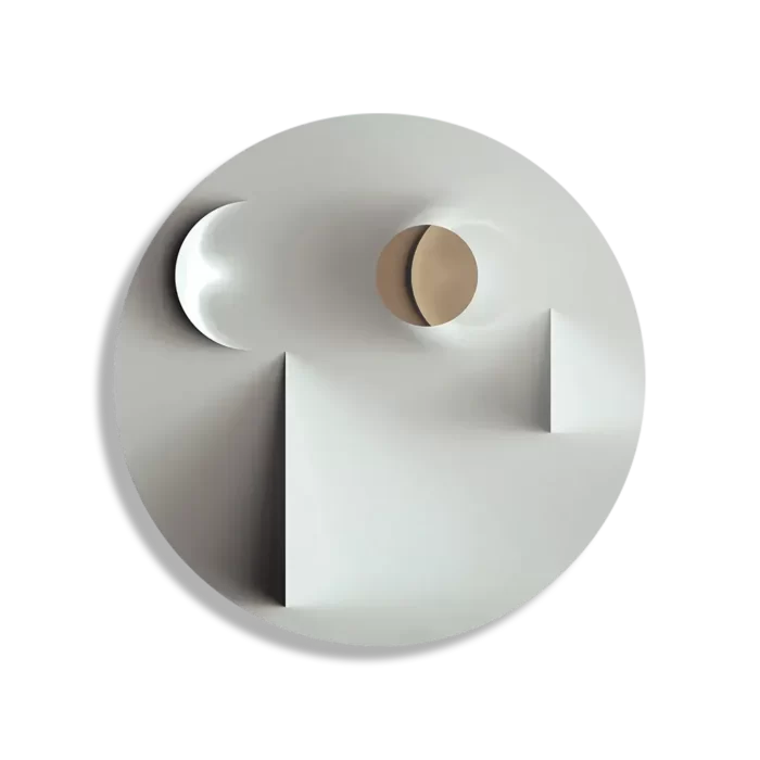 Schilderij Scandinavisch Wit met Goudkleurig Element Rond – Muurcirkel Template TP DB Rond Abstract 01 1