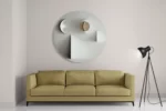 Schilderij Scandinavisch Wit met Goudkleurig Element Rond – Muurcirkel Template TP DB Rond Abstract 01 2