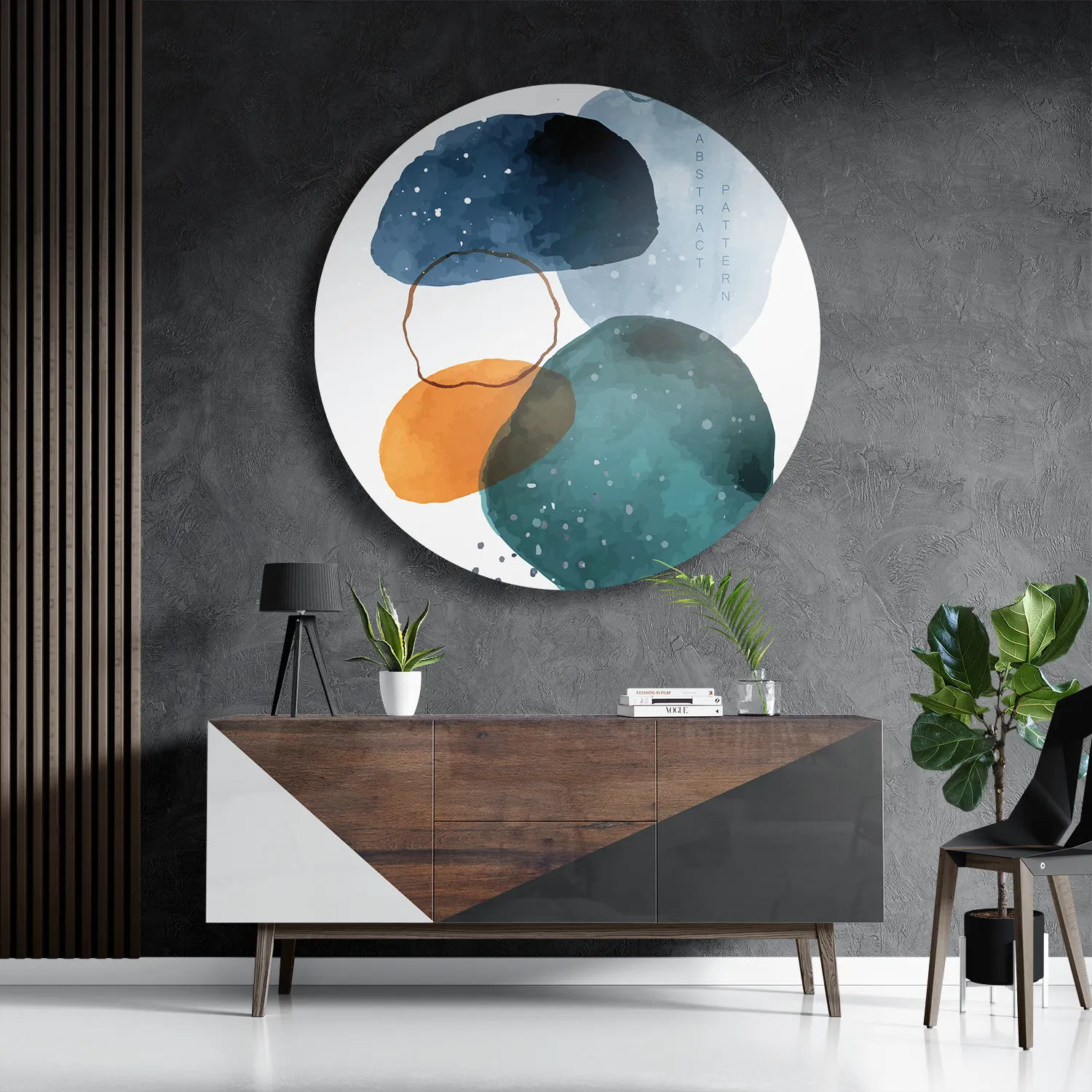 Schilderij Scandinavisch Kleurrijk Rond – Muurcirkel Template TP DB Rond Abstract 08 3